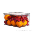 Bacs de rangement empilables de cuisine en plastique transparent pour animaux de compagnie